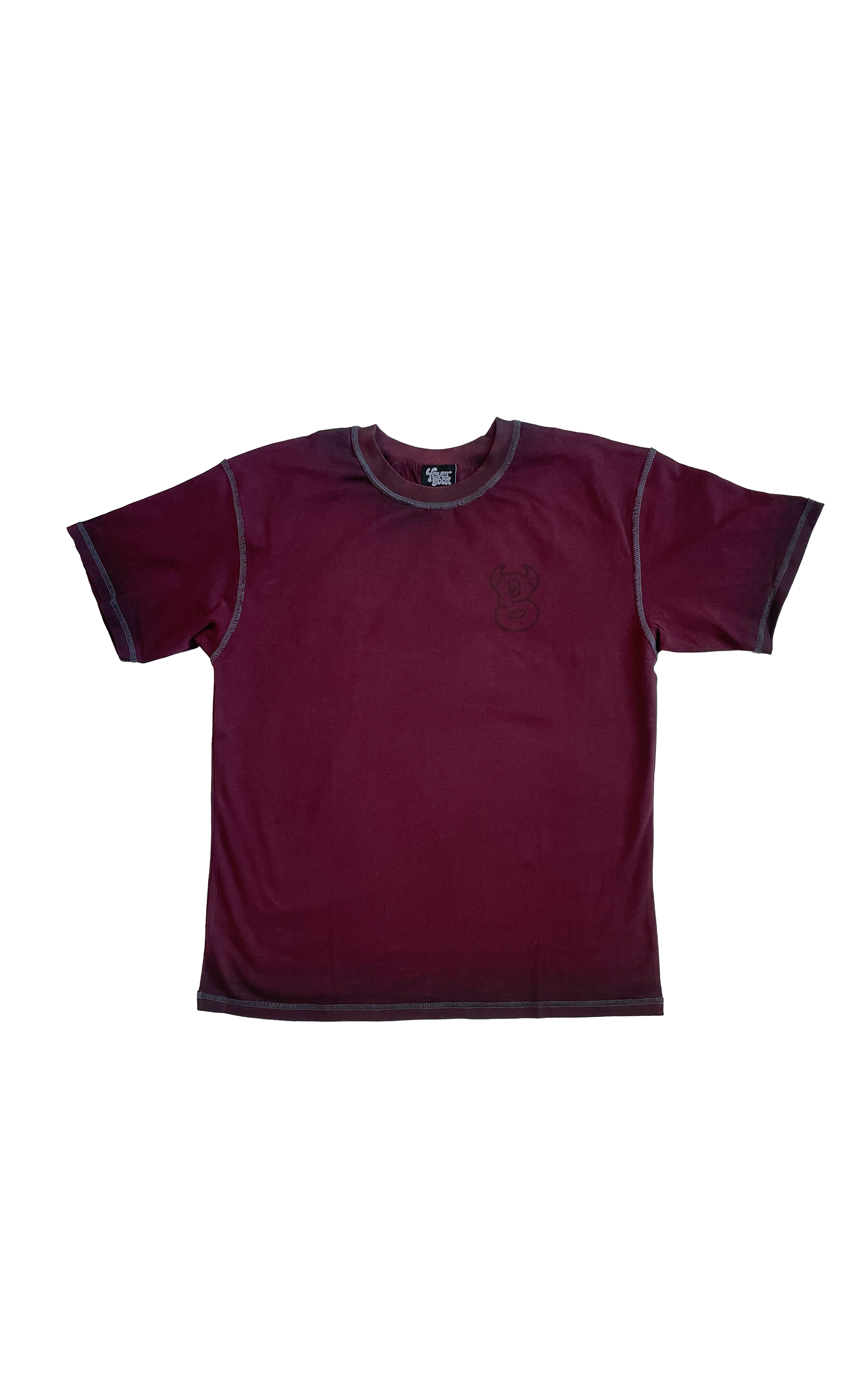 Maroon contrast stitching T-shirt