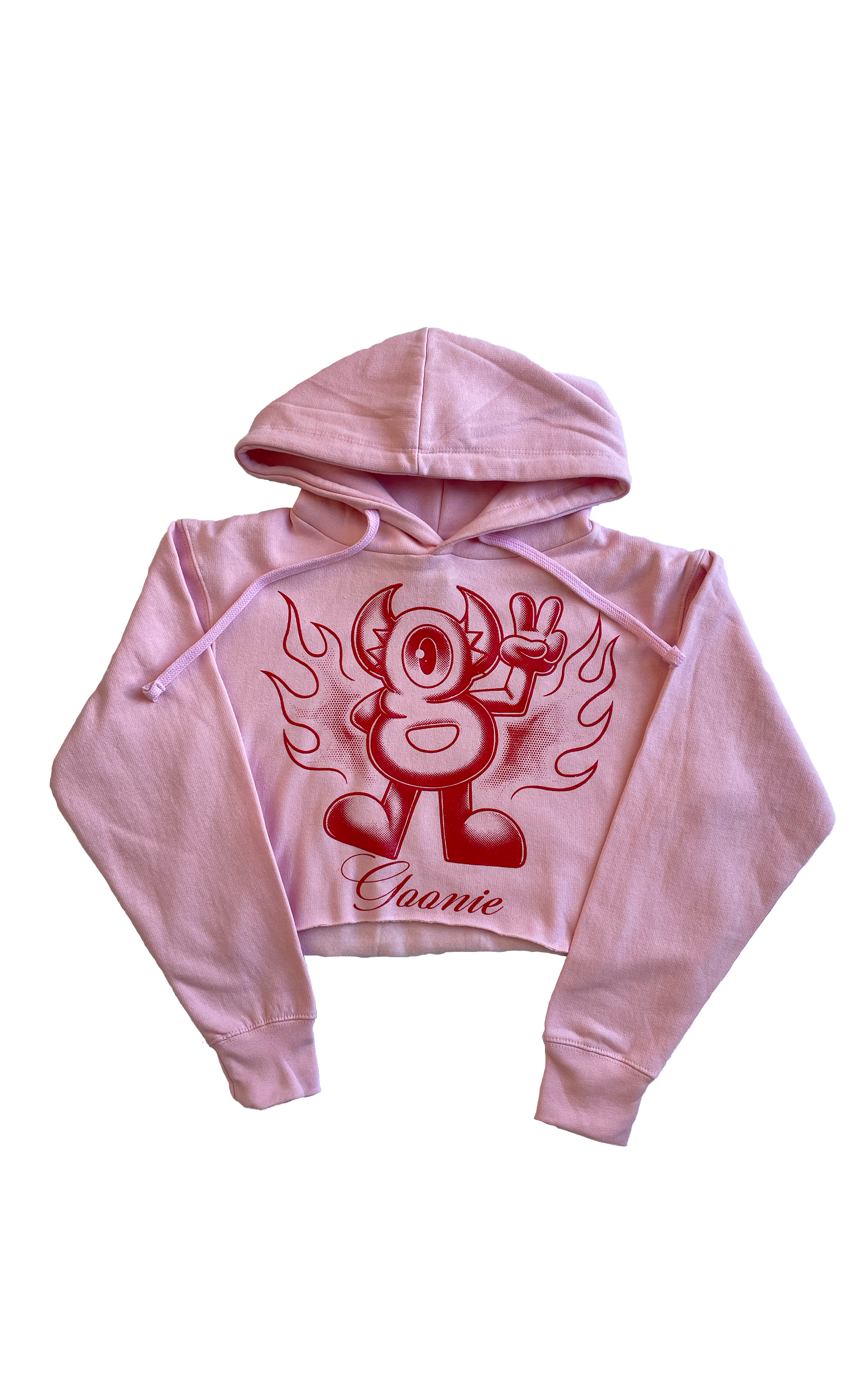 Pink cropped flame goonie hoodie